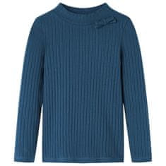 Vidaxl Dětské tričko s dlouhým rukávem žebrovaný úplet námořnicky modré 128