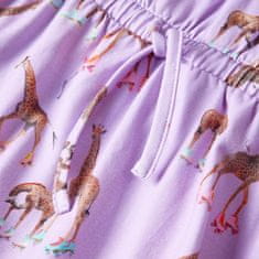 Vidaxl Dětské šaty s volánkovým rukávem a stahovací šňůrkou lila 104