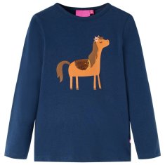 Greatstore Dětské tričko s dlouhým rukávem Pony námořnicky modré 128