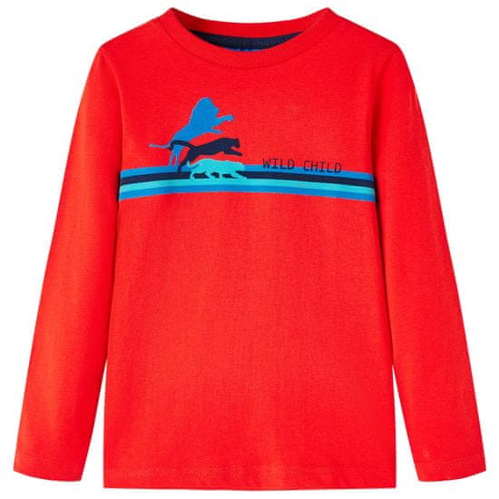 Greatstore Dětské tričko s dlouhým rukávem Divoká zvířata červené 128