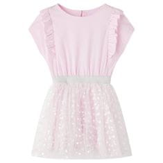 Vidaxl Dětské šaty s volánky světle růžové 116