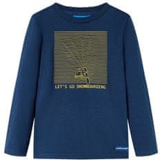 Vidaxl Dětské tričko s dlouhým rukávem Snowboarding námořnicky modré 104