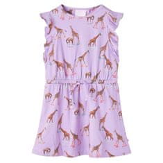 Greatstore Dětské šaty s volánkovým rukávem a stahovací šňůrkou Žirafa lila 116