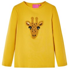 shumee Dětské tričko s dlouhým rukávem Žirafa tmavě okrové 116