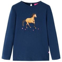 shumee Dětské tričko s dlouhým rukávem Kůň námořnicky modré 140