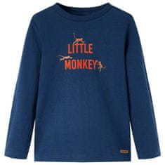 Greatstore Dětské tričko s dlouhým rukávem Little monkey námořnicky modré 140