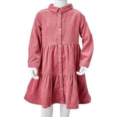 Vidaxl Dětské šaty s dlouhým rukávem manšestr starorůžové 116