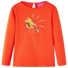 Greatstore Dětské tričko s dlouhým rukávem Ptáček tmavě oranžové 104