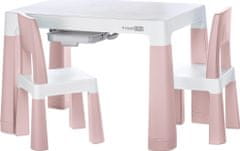 Freeon Plastový stolek s židlemi Neo, bílá/růžová