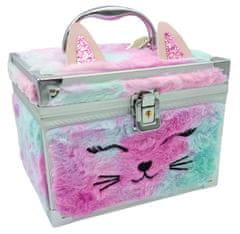 EXCELLENT Plyšový kosmetický kufřík s make-upem - Duhová kočička