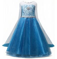 EXCELLENT Pohádkové šaty modré s broží vel. 134 - Princezna Elza
