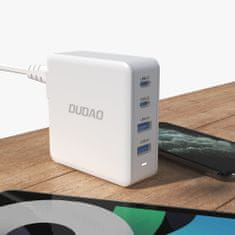 DUDAO A100EU GaN síťová nabíječka 2x USB-C / 2x USB 100W, bíla