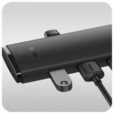 BASEUS Vysokorychlostní adaptér USB 3.0 HUB Splitter pro 4 porty USB - 25cm černý 5Gbps, WKQX080001