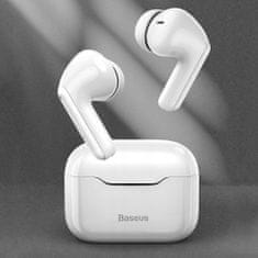 BASEUS Bezdrátová sluchátka do uší s technologií ANC BT Bluetooth NGS1-02 - bílá