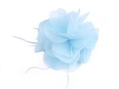 Kraftika 1ks 7 modrá světlá šifónový květ s peřím k našití a