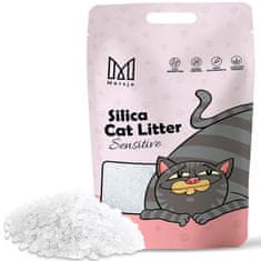 Mersjo PREMIUM Stelivo pro kočky silikátové, bezprašné, antimikrobiální, ekologické, pohlcující pachy Sensitive 3,8L