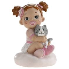 Dekora Figurka na dor holčička s kočkou 10cm -