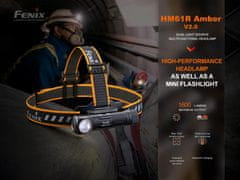 Fenix Čelovka HM61R Amber V2.0 - 1600 lm, součástí akumulátor 3400 mAh