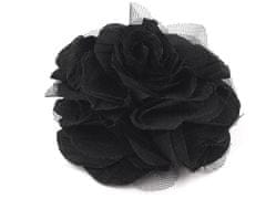 Kraftika 1ks černá brož / ozdoba růže 9 cm, dřevěné
