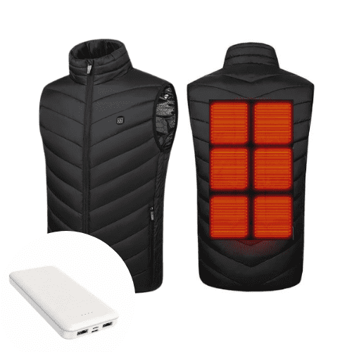 VIVVA® Unisex vyhřívaná vesta, pánská prošívaná vesta + dobíjecí baterie je součástí dodávky POWERBANK | FLAMEVEST M