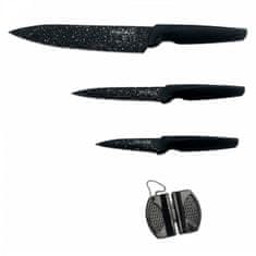 Royalty Line RL-MB3B: 3dílná sada kuchyňských nožů potažených mablem s ořezávátkem kapesních nožů