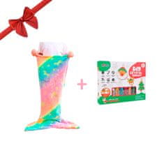 Netscroll 2v1 set, dětská deka ve tvaru ocasu mořské panny, která svítí ve tmě + vánoční set na výrobu přívěsků, dětská deka+set na malování s křišťály a výrobu přívěsků, Mermaid ArtCraft