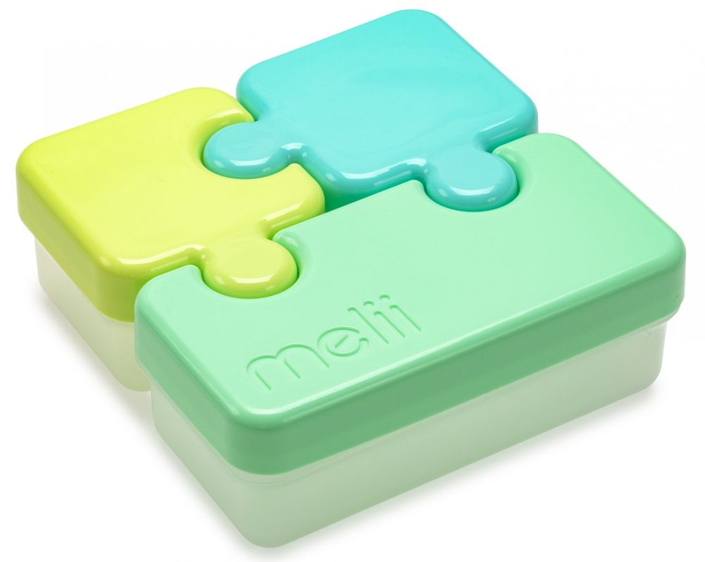 Melii Svačinový box Puzzle 850 ml - zelený, limetkový, modrý