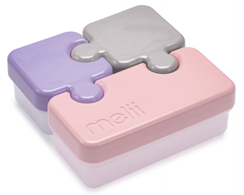 Melii Melii Svačinový box Puzzle 850 ml - růžový, fialový, šedý