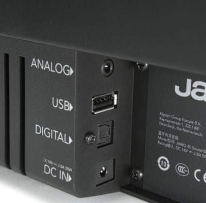  designový soundbar jamo studio sb40 špičkové zvukové vlastnosti k TV optický vstup usb port bluetooth 
