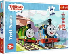 Trefl Puzzle Mašinka Tomáš: Tom a Percy na kolejích MAXI 24 dílků