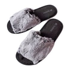 Inblu Černé pantofle s šedou kožešinou velikost 41