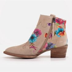 Béžové květinové semišové boty velikost 41