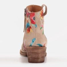 Béžové květinové semišové boty velikost 41