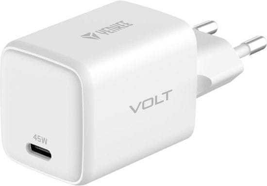 Yenkee GaN síťová nabíječka YAC G45 VOLT, USB-C, 45W, bílá