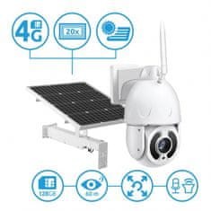 Secutek 4G PTZ IP kamera SBS-NC67-20X se solárním dobíjením - 1080p, 60m IR, 20x zoom