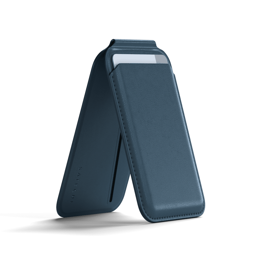 Levně Satechi Vegan-Leather Magnetic Wallet Stand (iPhone 12/13/14/15 all models) - modrá