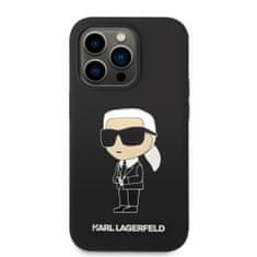 Karl Lagerfeld  Liquid Silicone Ikonik NFT Zadní Kryt pro iPhone 15 Pro Max Black