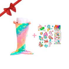 Netscroll Dárková set, Dětská mořská panna ocasní deka + řemeslná sada s diamanty a samolepkami ZDARMA, vánoční dárky, nápad na dárek, SparkleMermaid
