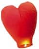 Červený létající lampion přání - tvar srdce (hnědý vosk)