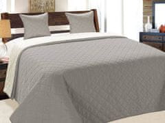 Euromat Dekorační přehoz na postel s povlaky na polštáře VIGO II 220x240 šedé světle šedé čtverce