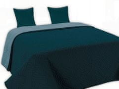 Euromat Dekorační přehoz na postel s povlaky na polštáře VIGO II 220x240 tmavě tyrkysově modré geometrické vlny