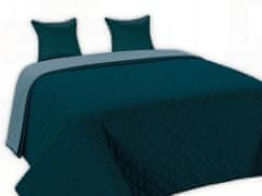 Euromat Dekorační přehoz na postel s povlaky na polštáře VIGO II 220x240 tmavě tyrkysově modré čtverce
