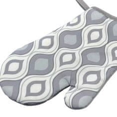 Euromat Kuchyňské rukavice 18x27 s magnetem 2 ks šedobílé ozdoby ve tvaru slzy
