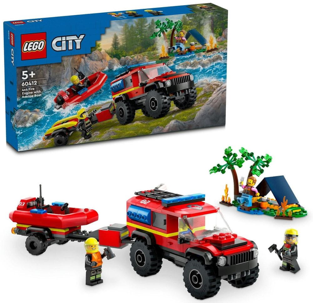 Levně LEGO City 60412 Hasičský vůz 4x4 a záchranný člun