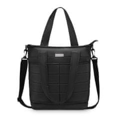 ZAGATTO Černá prošívaná dámská kabelka shopper na zip, jedna přihrádka a dvě kapsy, vhodná pro formát A4, má nastavitelný ramenní popruh a pohodlná ucha, lehká módní a stylová kabelka, 34x30x12 / ZG838