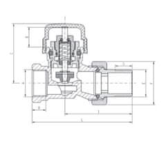 Invena Termostatická sada ventilů, rovná, bílá: hlavice, termostatický ventil, zpětný ventil (CD-77-P15-S)