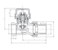 Invena Termostatická sada ventilů, rovná, grafit: hlavice, termostatický ventil, zpětný ventil (CD-80-P15-S)