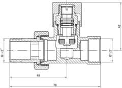 Invena Sada radiátorových ventilů přímá, grafit (CZ-32-P15-S)