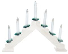 M.A.T. Group Dřevěný vánoční svícen, elektrický 7 svíček, barva bílá,jehlan