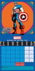 CurePink Oficiální nástěnný kalendář 2024|16 měsíců Marvel: Super Heroes (30 cm x 30|60 cm)